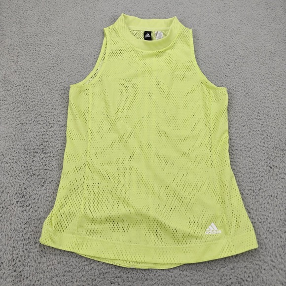 Adidas Tank Top Womens XS Yellow Mesh Sleeveless Athletic Running Shirt CW3363 - Picture 1 of 11